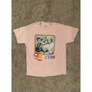 THE GOLDEN GIRLS Shirt Size Large (22) Pink Graphic T-shirt Queens Short Sleeve